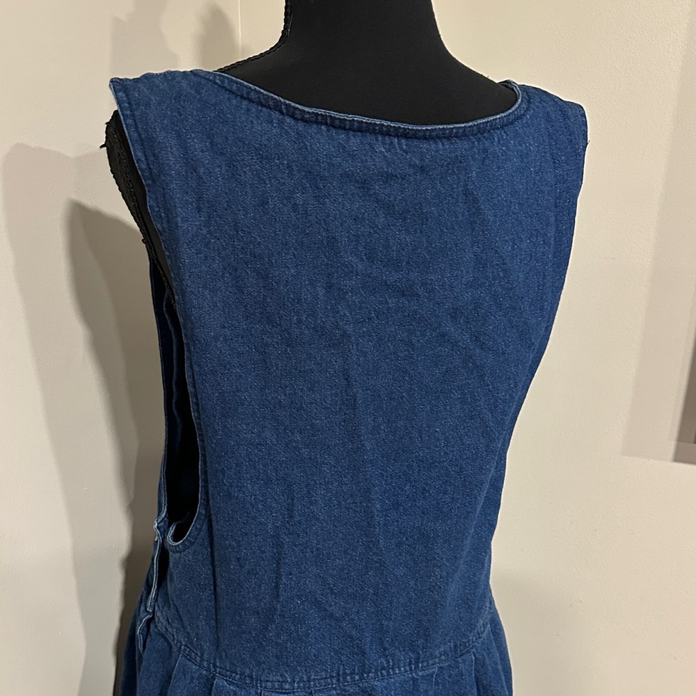 *WOOLRICH* Vintage Dark Blue Wash Denim Sleeveless Dress Size XL - Picture 6 of 8